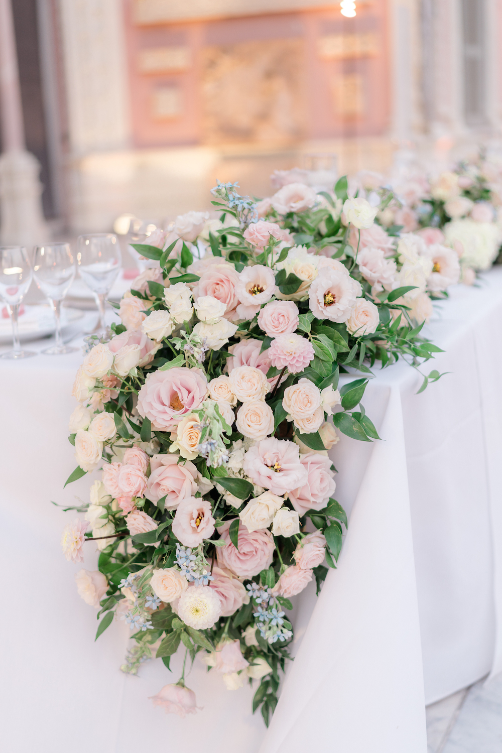 cascading wedding flowers for tables capes