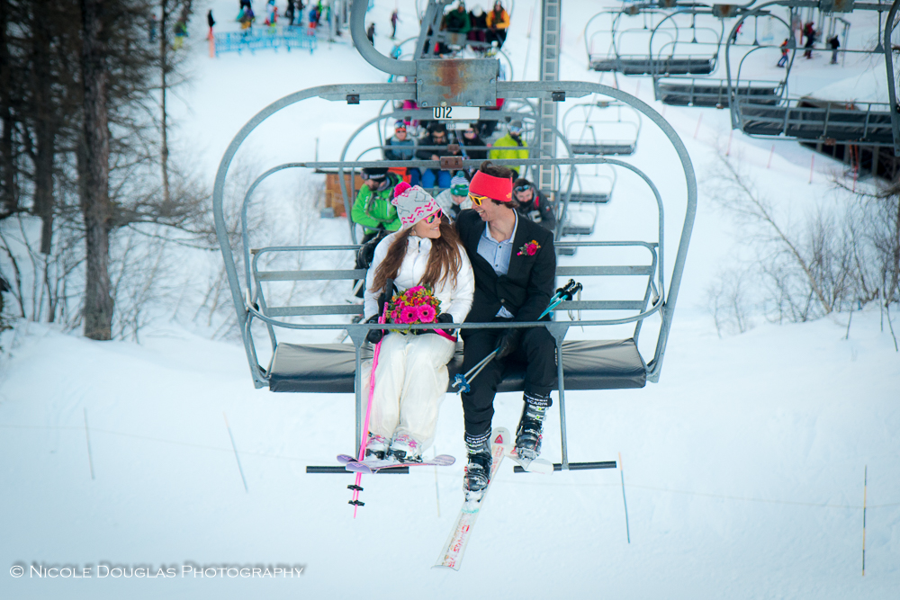 shoot in france ski lift powder couple